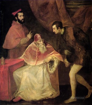  Titian Oil Painting - Pope Paul III and nephews 1543 Tiziano Titian